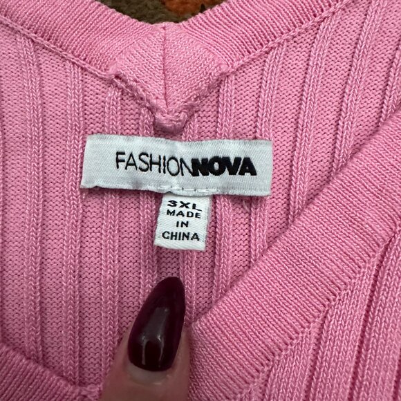 Pink Knit V Neck Bodysuit 3x Fashion Nova - Picture 3 of 3